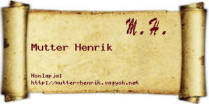 Mutter Henrik névjegykártya